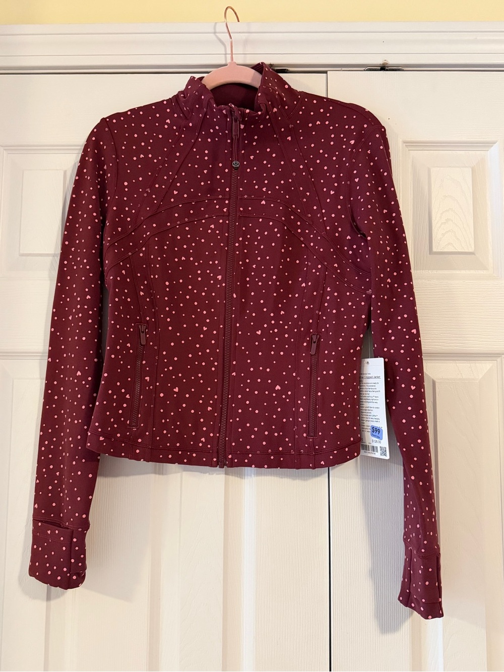 lululemon athletica Maroon Polka-Dot Zip Athletic Jacket